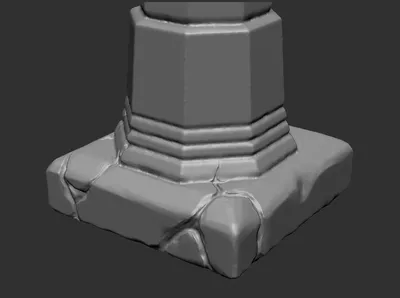 High-poly sculpt in ZBrush with cracks at the base of the pillar.